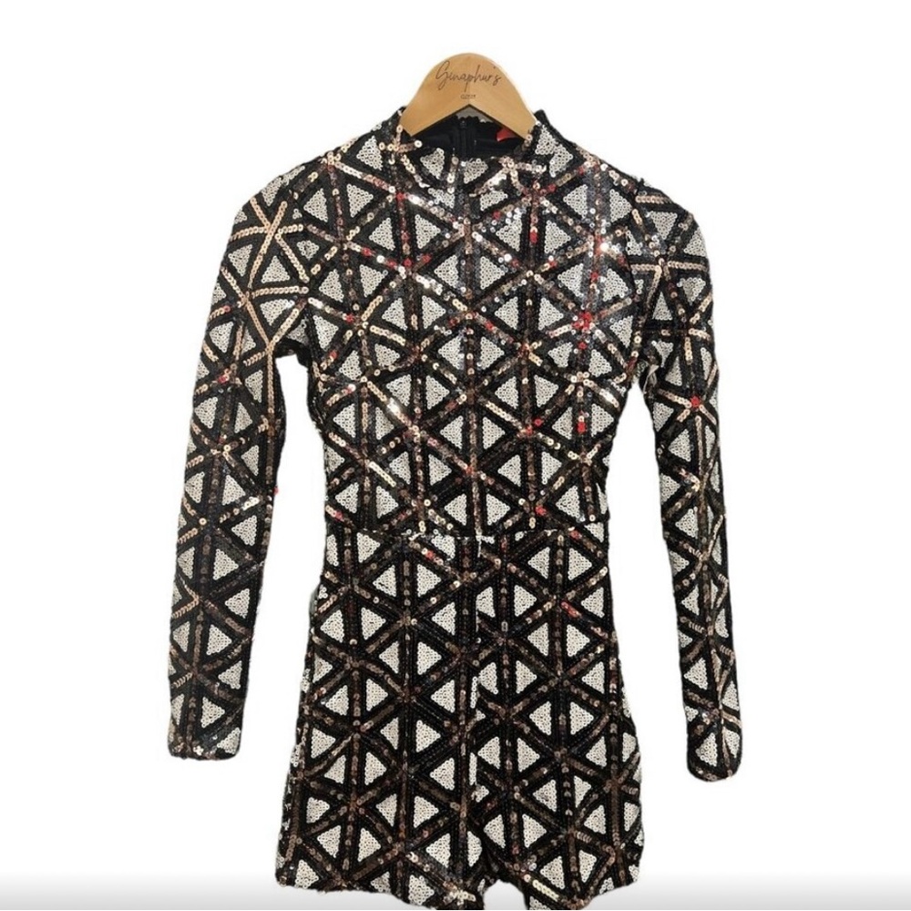 Black white and gold Banjul sequin romper
